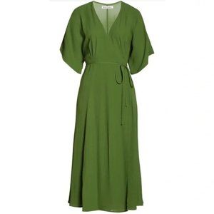 NEW Reformation Karen midi dress in Moss green Size XS #970